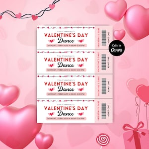 EDITIERBARE VALENTINE'S DANCE Tickets, Valentinstag, Tanzkarte, Valentines Tickets, Valentines Dance, Schultanz, Ticket Valentine