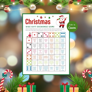 Editable Christmas GIFT Exchange Dice GAME, Printable Group Fun, Easy Holiday Game For Kids & Adults! Perfect For Parties, Instant download