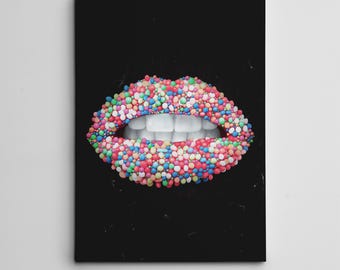 Pop Lips - Impresión artística digital de besos de caramelo coloridos