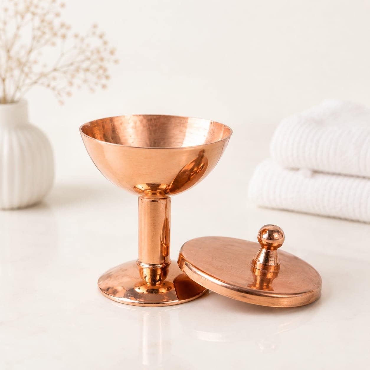 Copper Eye Wash Cup with Lid Ayurvedic Daily Eye Care Tool