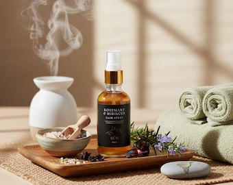 Rosemary Hibiscus Hair Spray for Strengthening & Growth | Herbal Scalp Mist with Aloe and Nettle