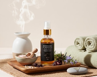Rosemary Hibiscus Hair Spray for Strengthening & Growth | Herbal Scalp Mist with Aloe and Nettle