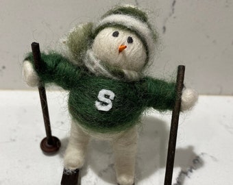 Michigan State Skiing Snowman *Officially Licensed Product*