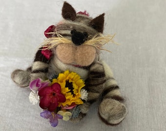 Cat with Flower Basket