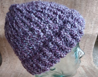 Purple Chunky Textured Handmade Winter Beanie Cap