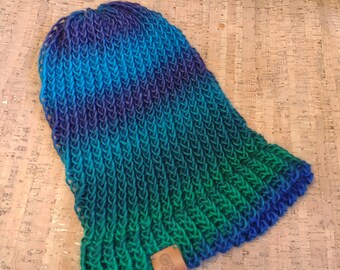 CLEARANCE Mermaid Inspired Slouchy Oversized Loose Knit Unisex Beanie Cap with Handmade Label