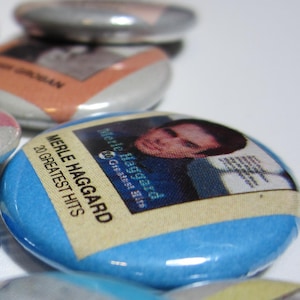 Music Mayhem #6: Pinmonkey - Static-X • Pinback or Magnet Buttons • Upcycled Music Collection