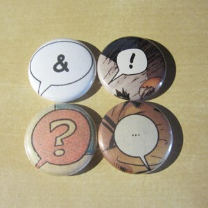 Punctuation Sets: Multiple Options • Pinback or Magnet Buttons • Upcycled Comic Book Collection