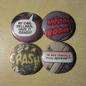 Vehicle Sets: Multiple Options • Pinback or Magnet Buttons • Upcycled Comic Book Collection