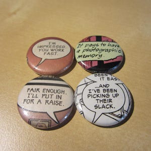 Statement Sets: Multiple Options • Pinback or Magnet Buttons • Upcycled Comic Book Collection