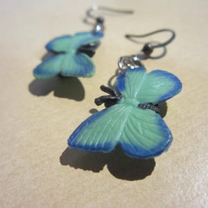 Butterfly Earrings in Dusty Blue • Upcycled Animal Collection