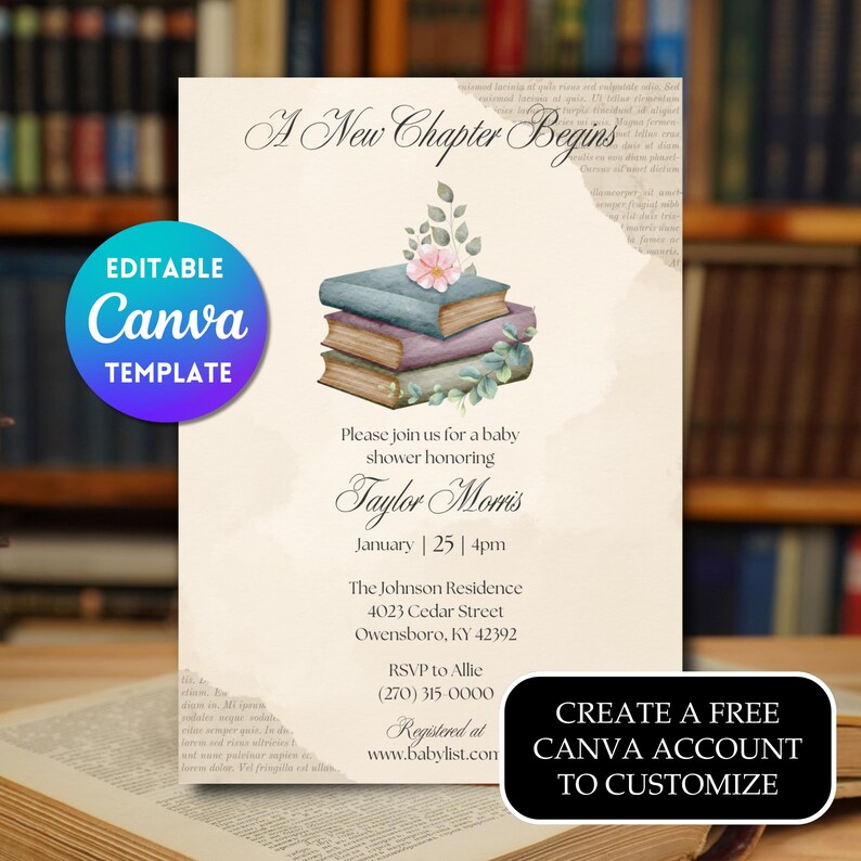 A New Chapter Begins Invitation Template, Customizable Canva Template ...