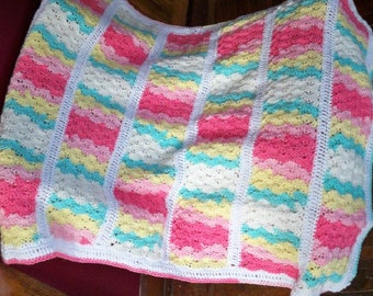 Handmade Crocheted Baby Blanket - Inv. ID #a01-0712