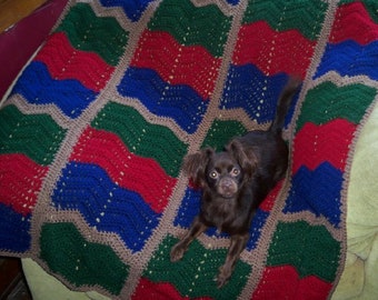 Handmade Crocheted Afghan - Inv. ID #a01-0912 (Dog not included LOL)