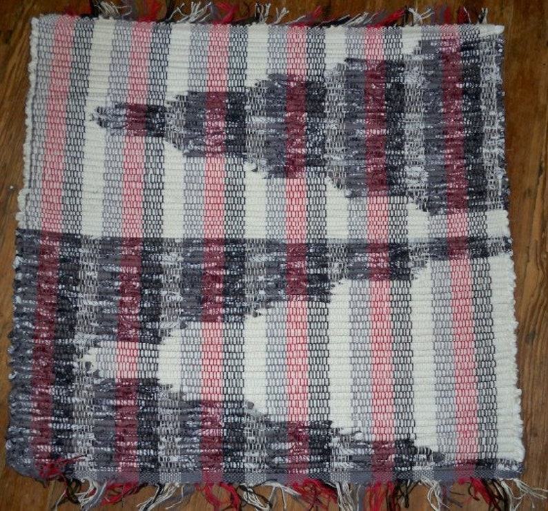 Handwoven Doormat Sized Rag Rug Original Double Negative Design Inv. ID02-1012 image 1