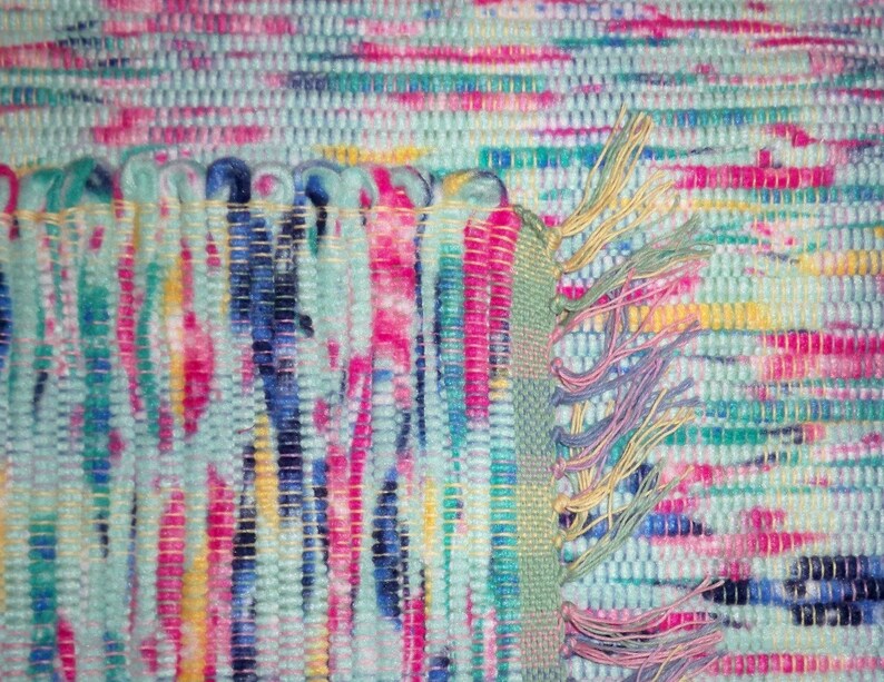 Handwoven Rag Rug - Pastel Green Multi - One of a Kind - Inv. ID #03 ...