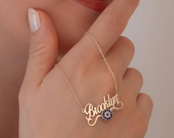 Personalized Name Necklace, Initial Name Necklace, Custom Jewelry Gift for Her, Silver Name Necklace, 14K Gold Jewelry for Anniversary Gift
