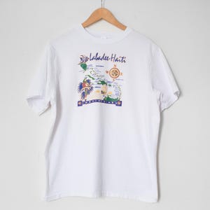 Carlos Labadee | Vintage 80er / 90er Jahre “Labadee Haiti” Cruise Graphic Tee | Größe XL / Urlaub, Reise, Souvenir, Karibik Karte / Kreuzfahrt, Ozean