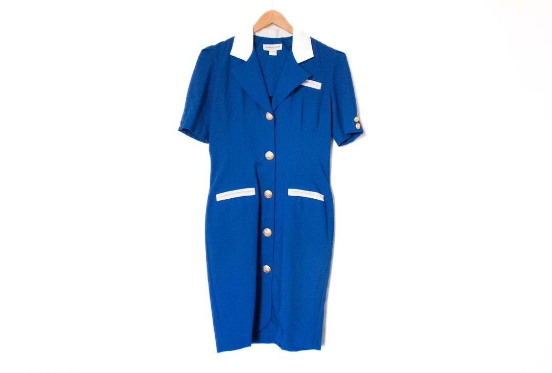 Zarr Collection Zarr Collection | Vintage 80’s/90’s Blue & White Short Sleeve Dress ...