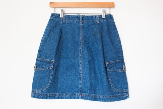 PHD Paul Harris Denim | Vintage 90's Blue Jean Dark Denim Mini Skirt | Size 6, A-Line, Minimalist, Casual / Summer, Spring, Retro, Festival View 5