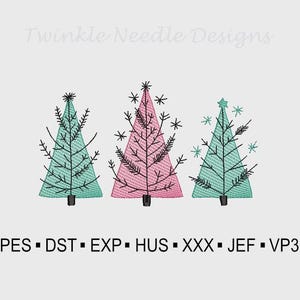 Christmas Tree Machine Embroidery Design, Instant Download, Christmas embroidery, 2 Sizes, Xmas Files, pes, dst, exp, hus, xxx, jef, vp3