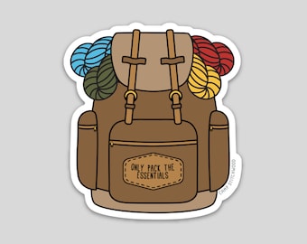 Hiking Yarn Sticker, Vinyl Backpack Sticker, Hiking Pack Rucksack Sticker, Sticker for Knitters and Crochet, Gifts for Knitters (STK-052)