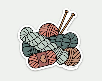 Yarn Love Knitting Sticker, Vinyl Sticker for Knitters, Laptop Sticker, Yarn Sticker, Maker Sticker, Crochet Sticker (STK-022)