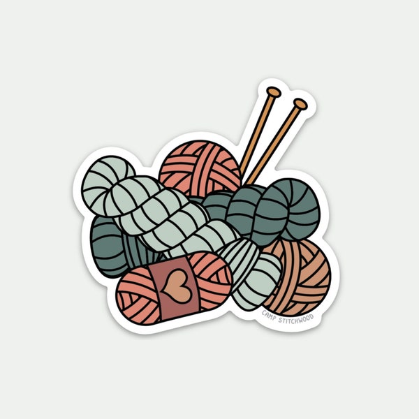 Yarn Love Knitting Sticker, Vinyl Sticker for Knitters, Laptop Sticker, Yarn Sticker, Maker Sticker, Crochet Sticker (STK-022)