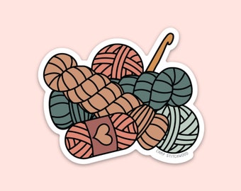 Crochet Love Vinyl Sticker: Yarn & Hook, Laptop Decal