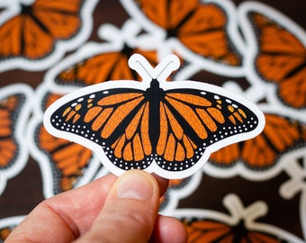 Knitting Sticker, Monarch Butterfly Sticker, Vinyl Insect Sticker, Butterfly Laptop Sticker, Water Bottle Sticker, Gifts Knitters (STK-024)