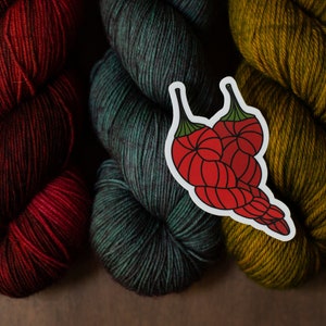 Chili Pepper Yarn Sticker, Garden Sticker, Knitting Sticker, Gifts for Knitters, Crochet Sticker, Vinyl Sticker STK-038 image 2