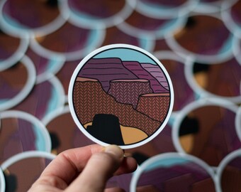 Vinyl Knitting Sticker - Grand Canyon National Park, Knitting Stitches Sticker, Nature Sticker for Knitters (STK-033)