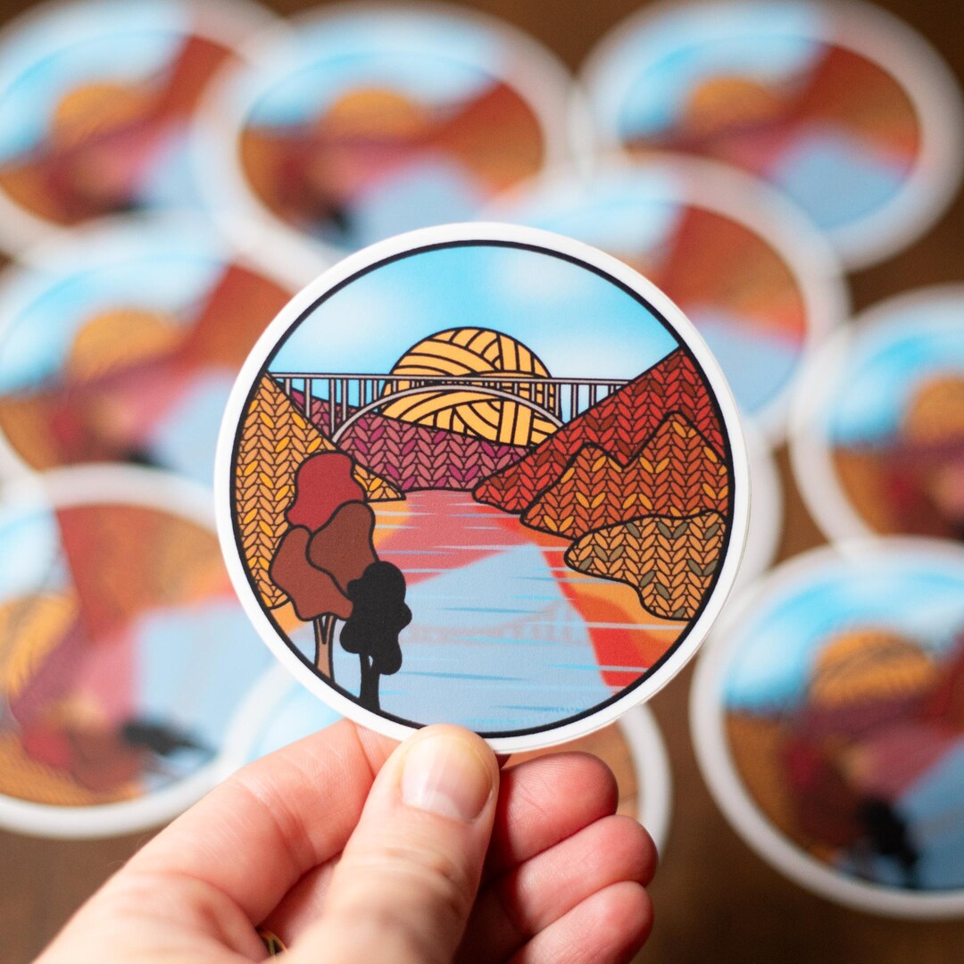 New River Gorge Sticker - National Park Vinyl Knitting Sticker, Yarn ...