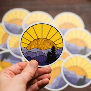 Vinyl Knitting Sticker - Shenandaoh National Park Knitting Sticker - Nature Sticker with Mountains and Sunset (STK-001)
