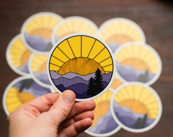 Vinyl Knitting Sticker - Shenandaoh National Park Knitting Sticker - Nature Sticker with Mountains and Sunset (STK-001)