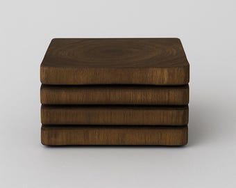 Custom Wood Stained Coasters - Walnut