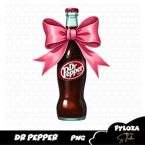 Dr Pepper Pink Bow Coquette Png - Cute Pink Soda Drink Aesthetic Girly Png, Perfect Gift for Dr Pepper Lovers & Soda Enthusiasts