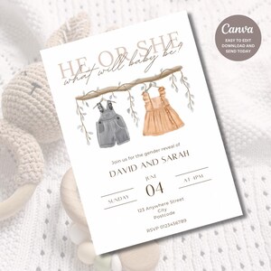Editable Gender Reveal Cards