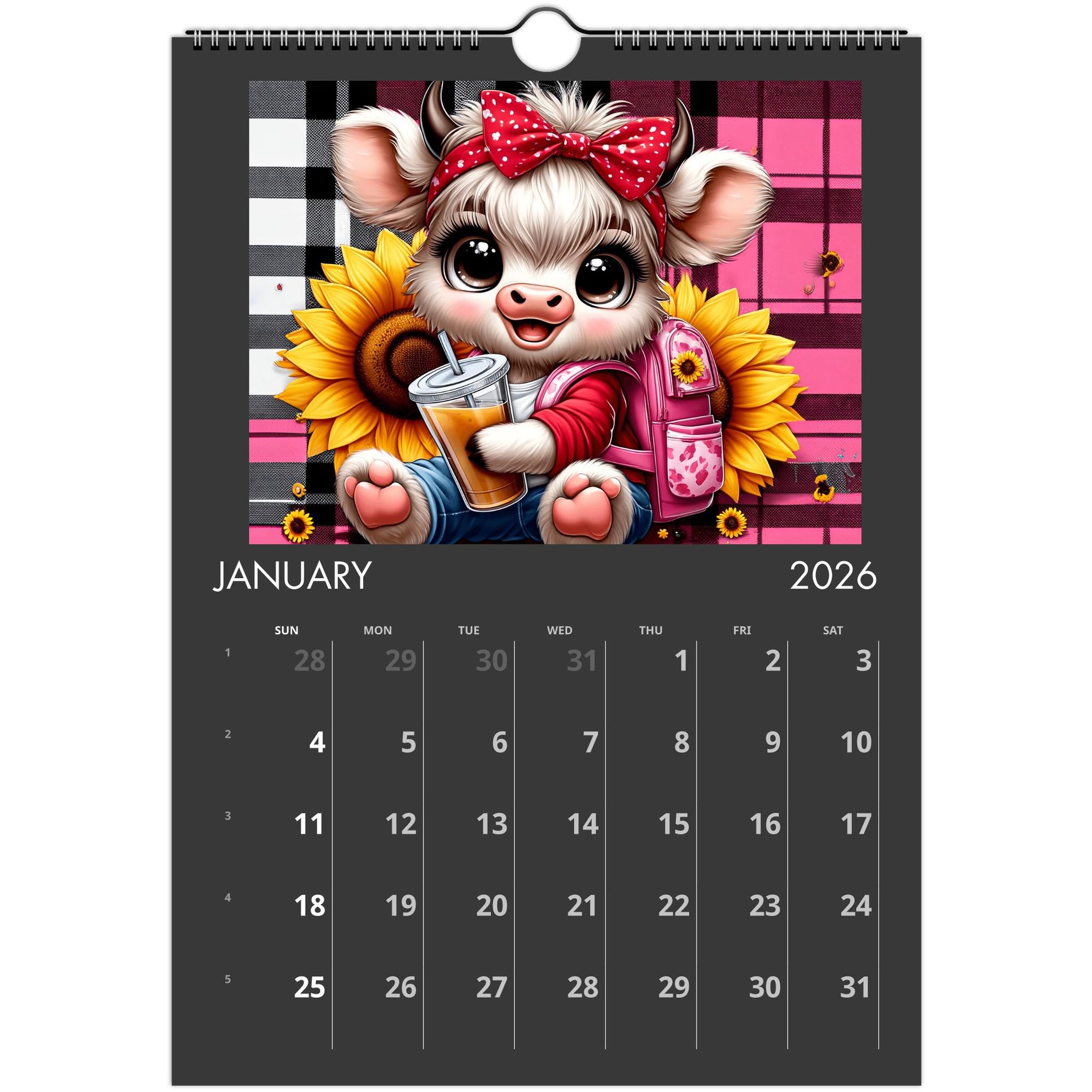 HIGHLAND COW CALENDAR 2024 Wall Calendar Highland Cow Gifts Scottish