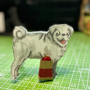 Cartão de aniversário/presente original para pug