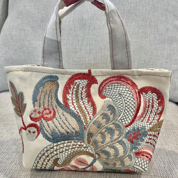 Mini bolso floral/bolso pequeño con asas/bolso forrado/tela sostenible/reciclada