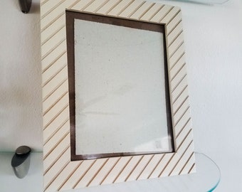 Vintage Wood Photo Frame: Boho Modern Diagonal Groove Design (8x10)