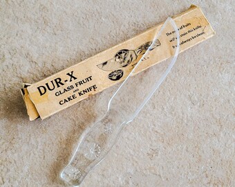 Vintage Cake Knife Collectible 1940s Wedding Cake Cutter Dur-X Glass Didio Bros. Cut Glass Compan Buffalo NY