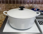 Vintage Le Creuset Dutch Oven Pot Cast Iron France White Enamel 3.5 Quart With Lid 22