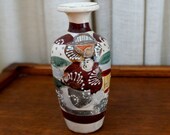 Vintage Japanese Vase Satsuma Kyoto Enamel Moriage Japanese Pottery Vase Samurai Miniature
