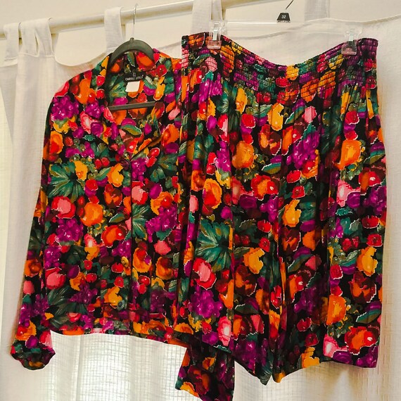 Vintage Carole Little Two Piece Outfit Jacket Blou