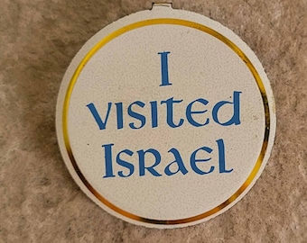 Vintage Metal Pin I Visited Israel Souvenir Memento Gold Blue 1960s