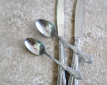 Vintage Flatware Teaspoons Knives Fenway Pattern Wm A Rogers Oneida Two Teaspoons Two Knives