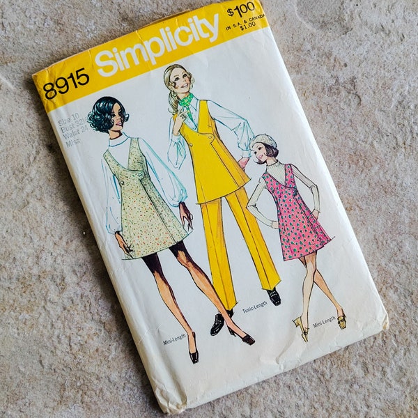 Vintage 1970s Simplicity  Pattern 8915 Misses Jumper Tunic Pants Size 10 Bust 32 Waist 24 Uncut