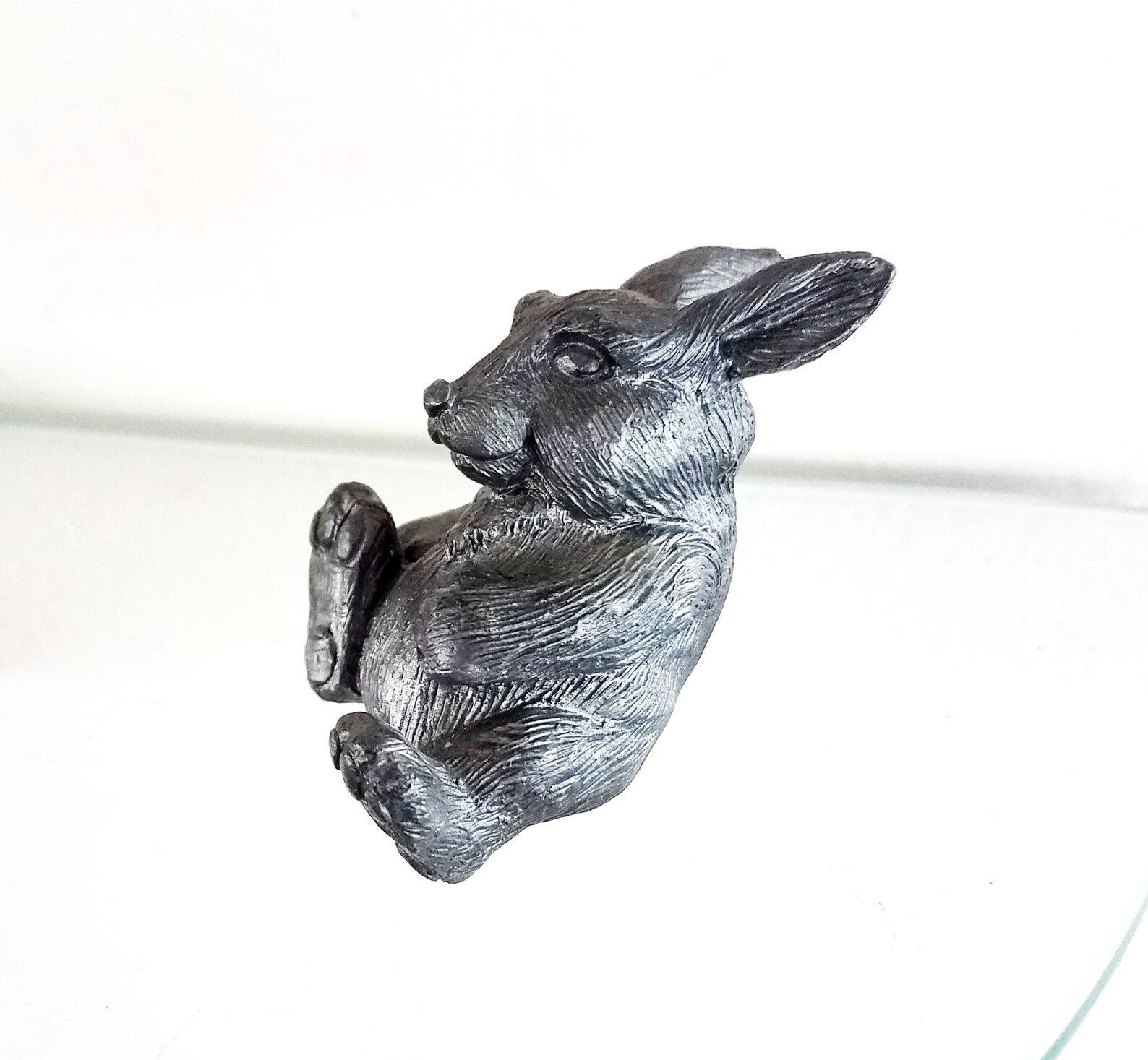 Vintage Pewter Rabbit Figurine Michael Ricker Reclining Rabbit Etsy